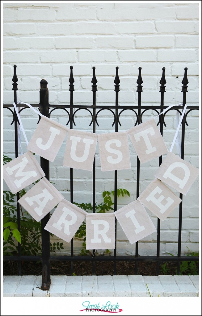 Burlap Just married sign