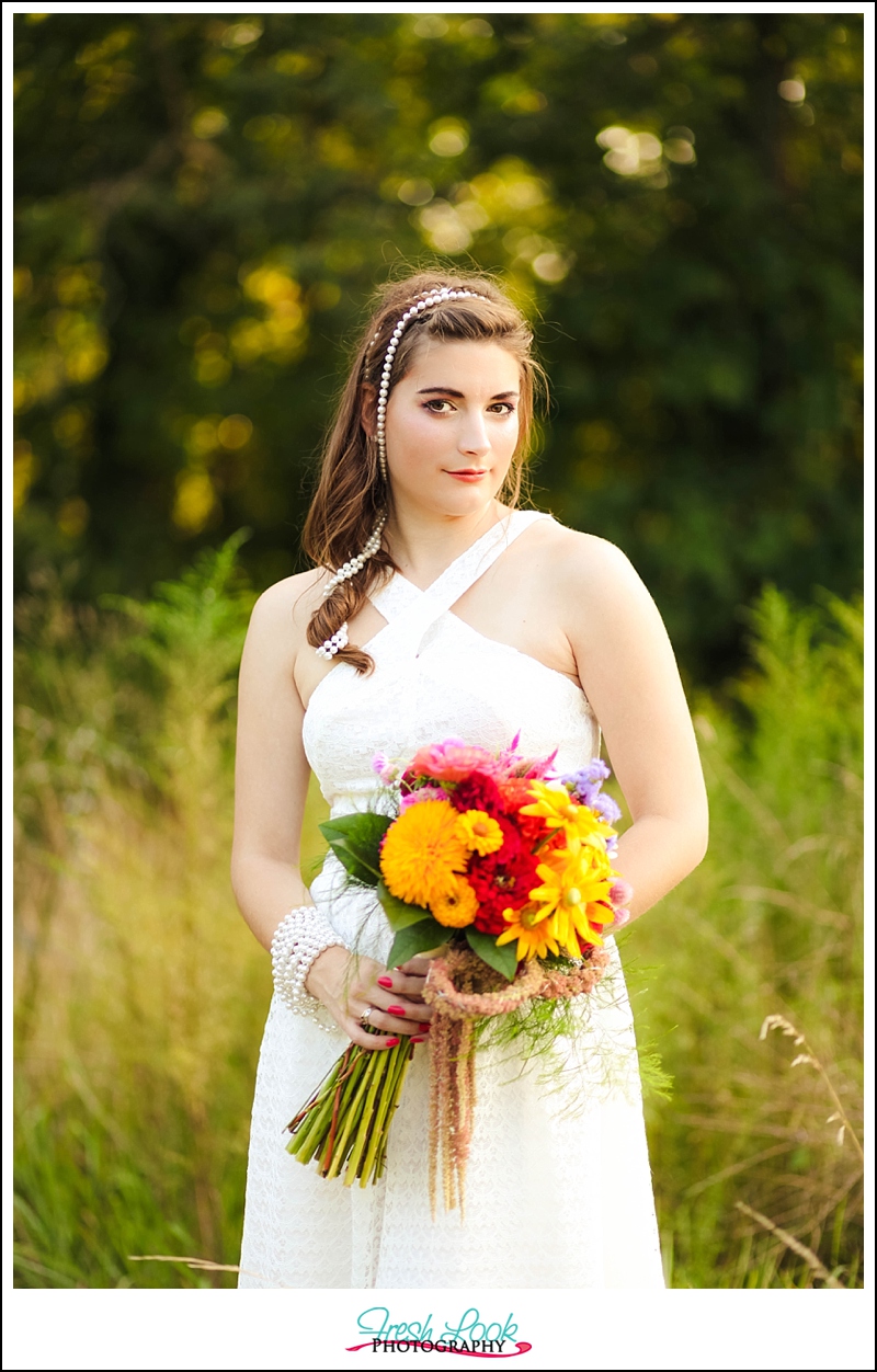 Bride in a field
