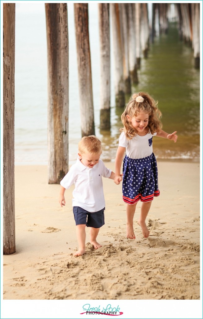 playing on the beach