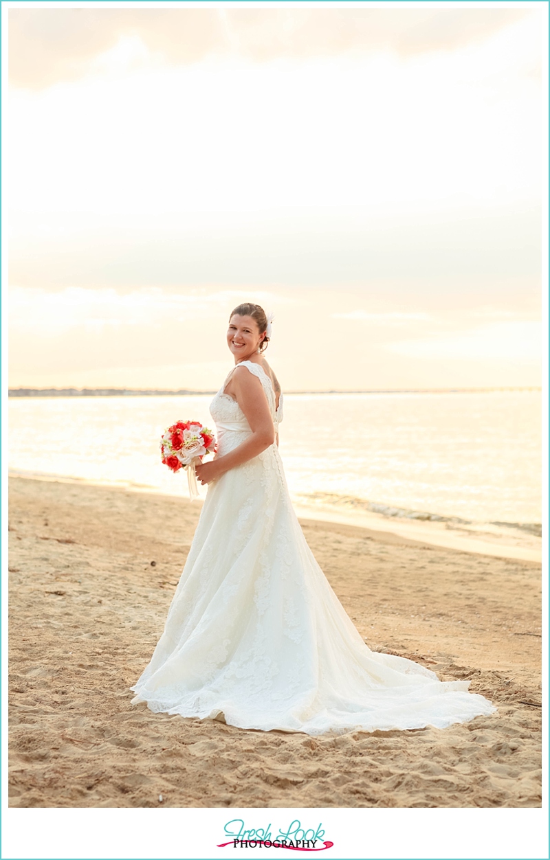 romantic beach bridal portraits