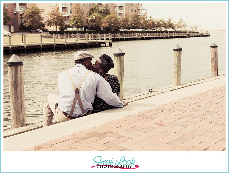 kissing by the water