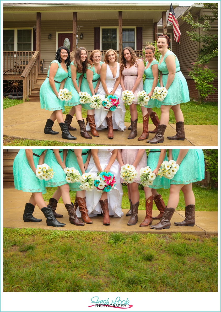 bridesmaids and cowgirl boots