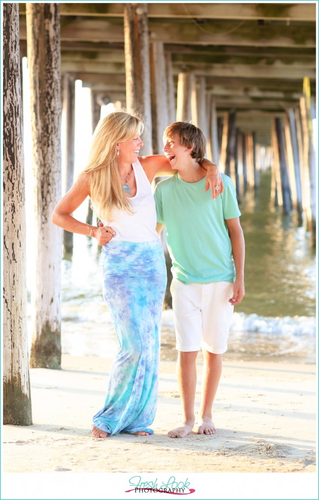 mother and son beach photo shoot
