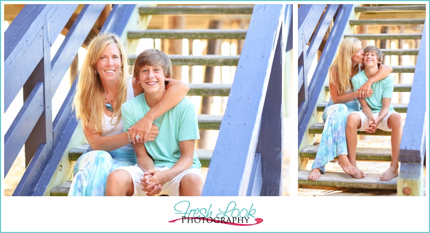 mother and son beach session