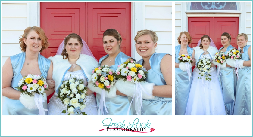 bridesmaids in blue