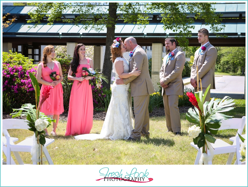 teal and coral wedding