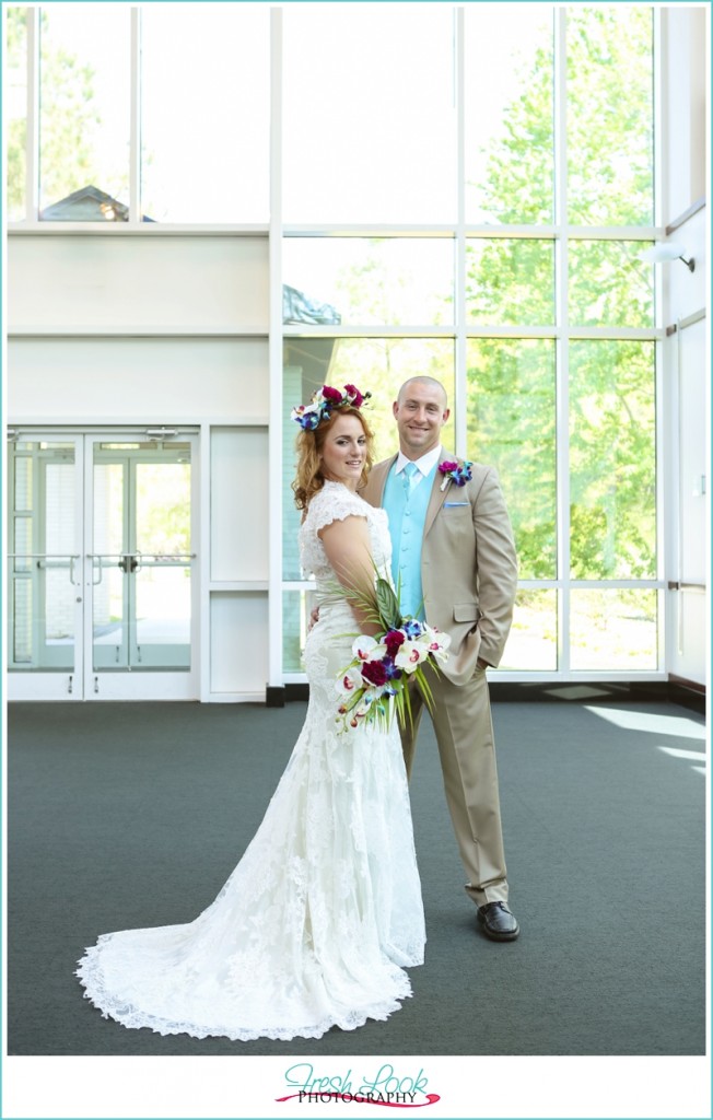 tropical bride and groom