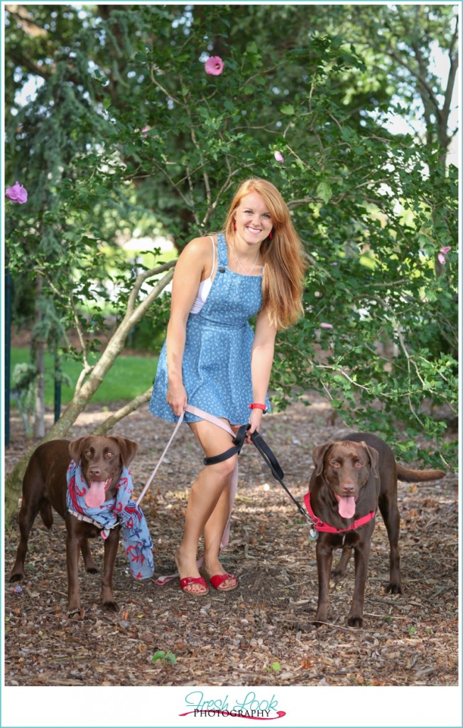 a girl and her dogs