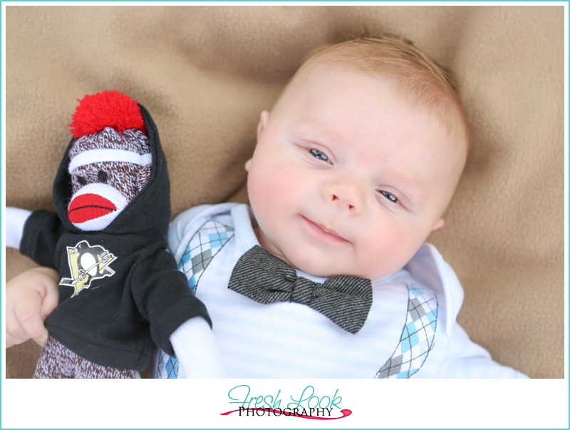 sock monkey and bow tie