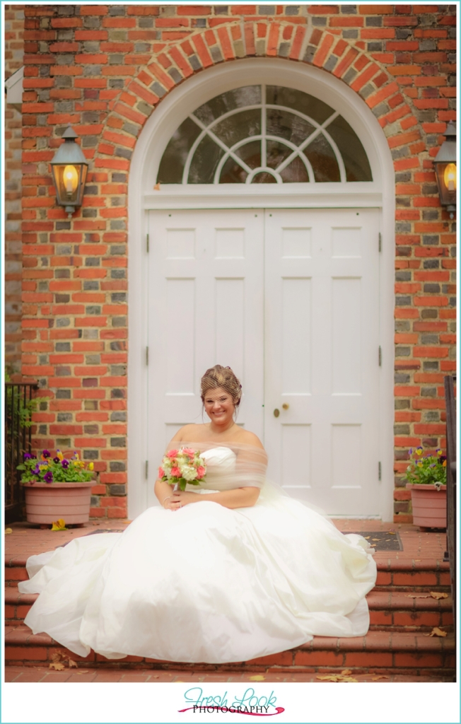 bride on the steps