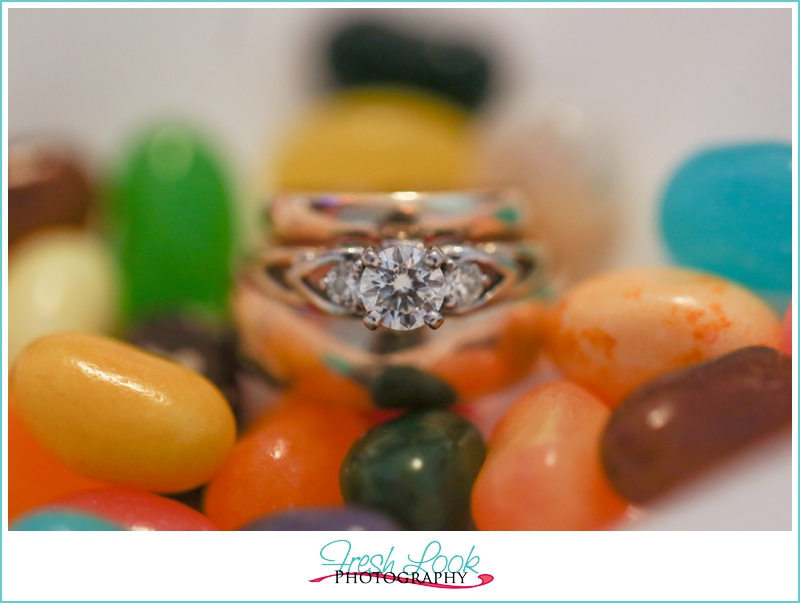 wedding ring and jelly beans
