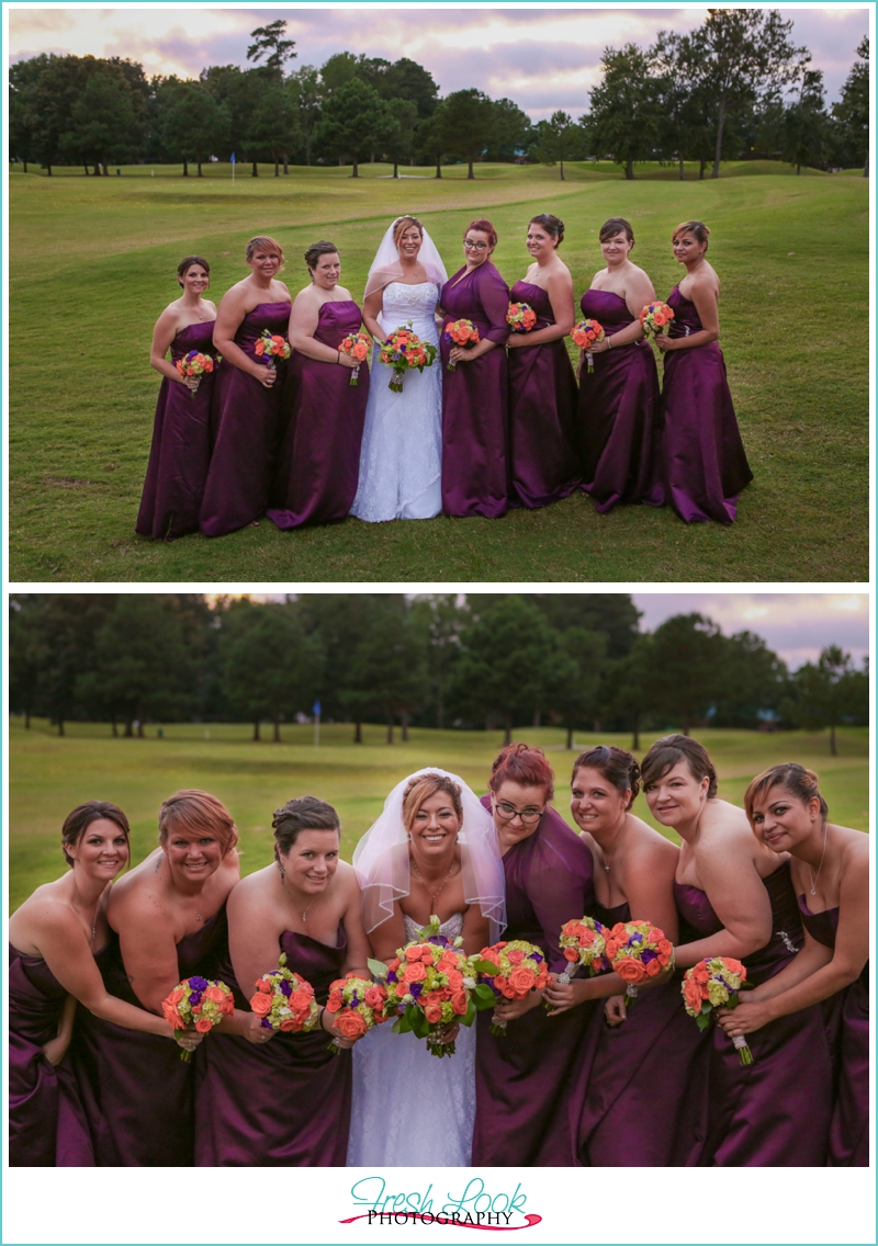 bridesmaids in fall wedding