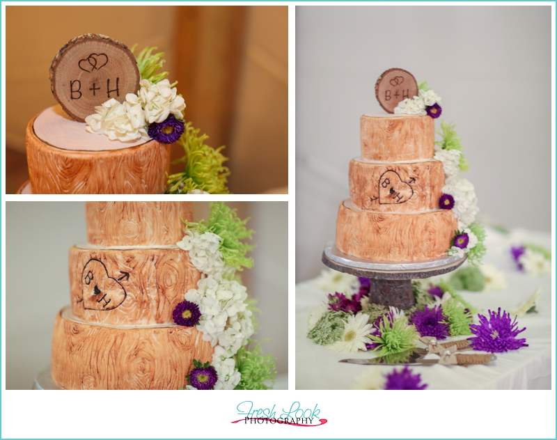 rustic wedding cake details