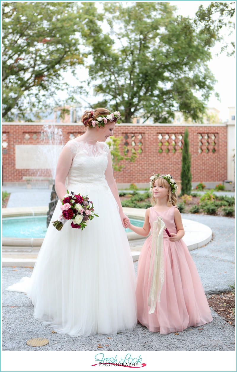 flower girl and bride