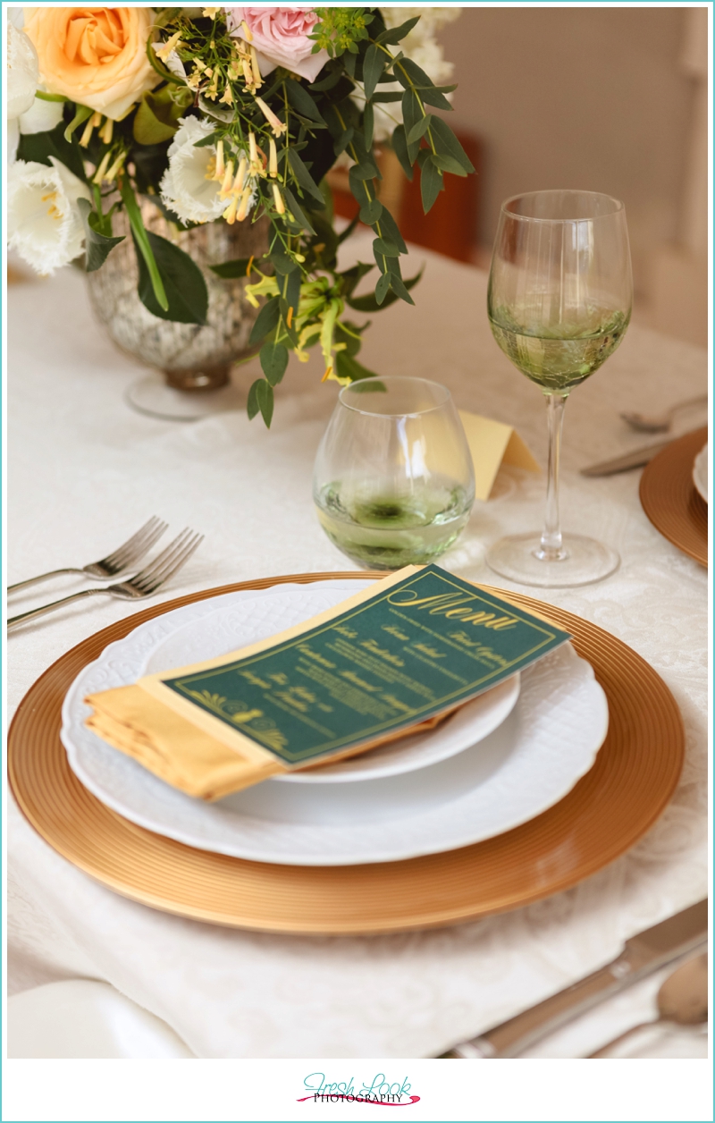 green and gold wedding inspiration