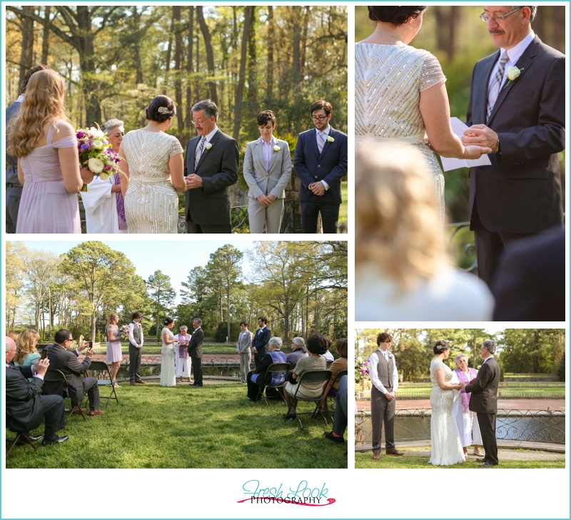 exchanging vows outdoors
