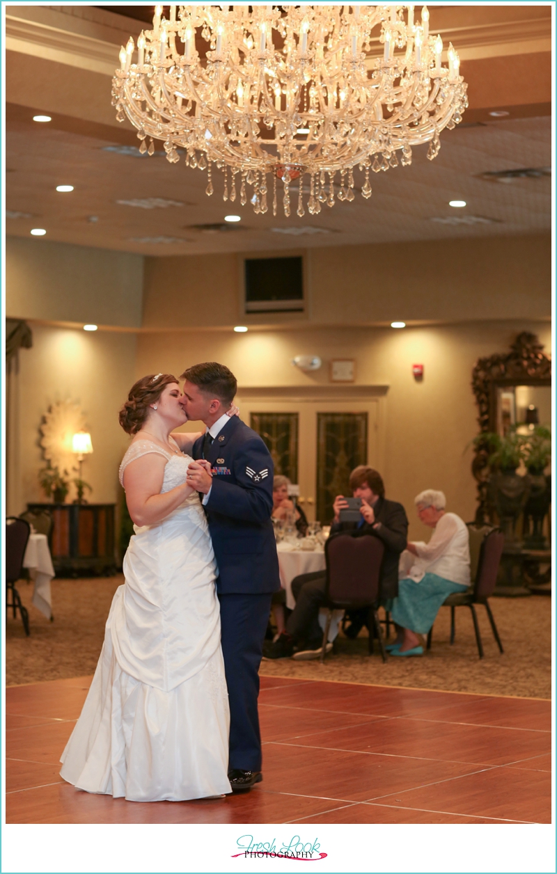 kissing at the reception