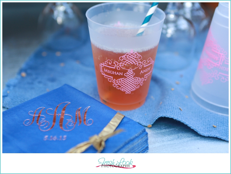 monogrammed napkins and cups