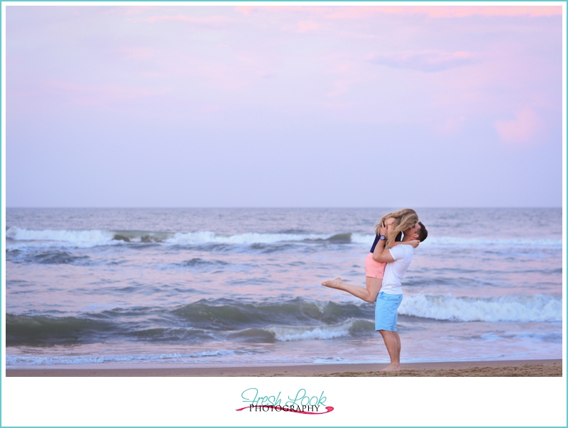 sunset on the beach engagement session