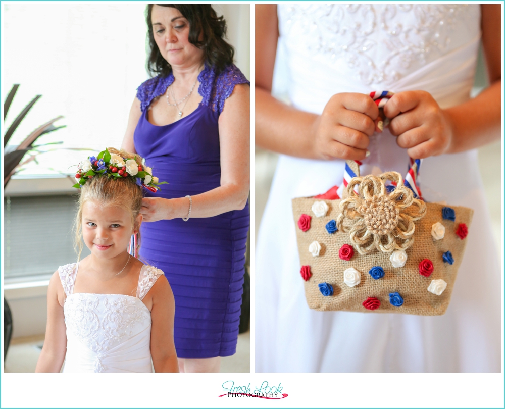 red white and blue wedding details
