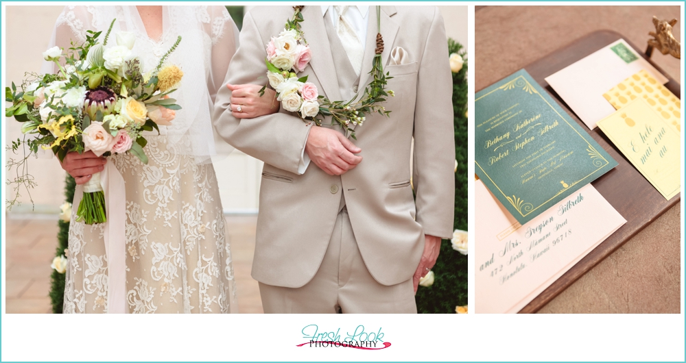 wedding stationery and bouquet