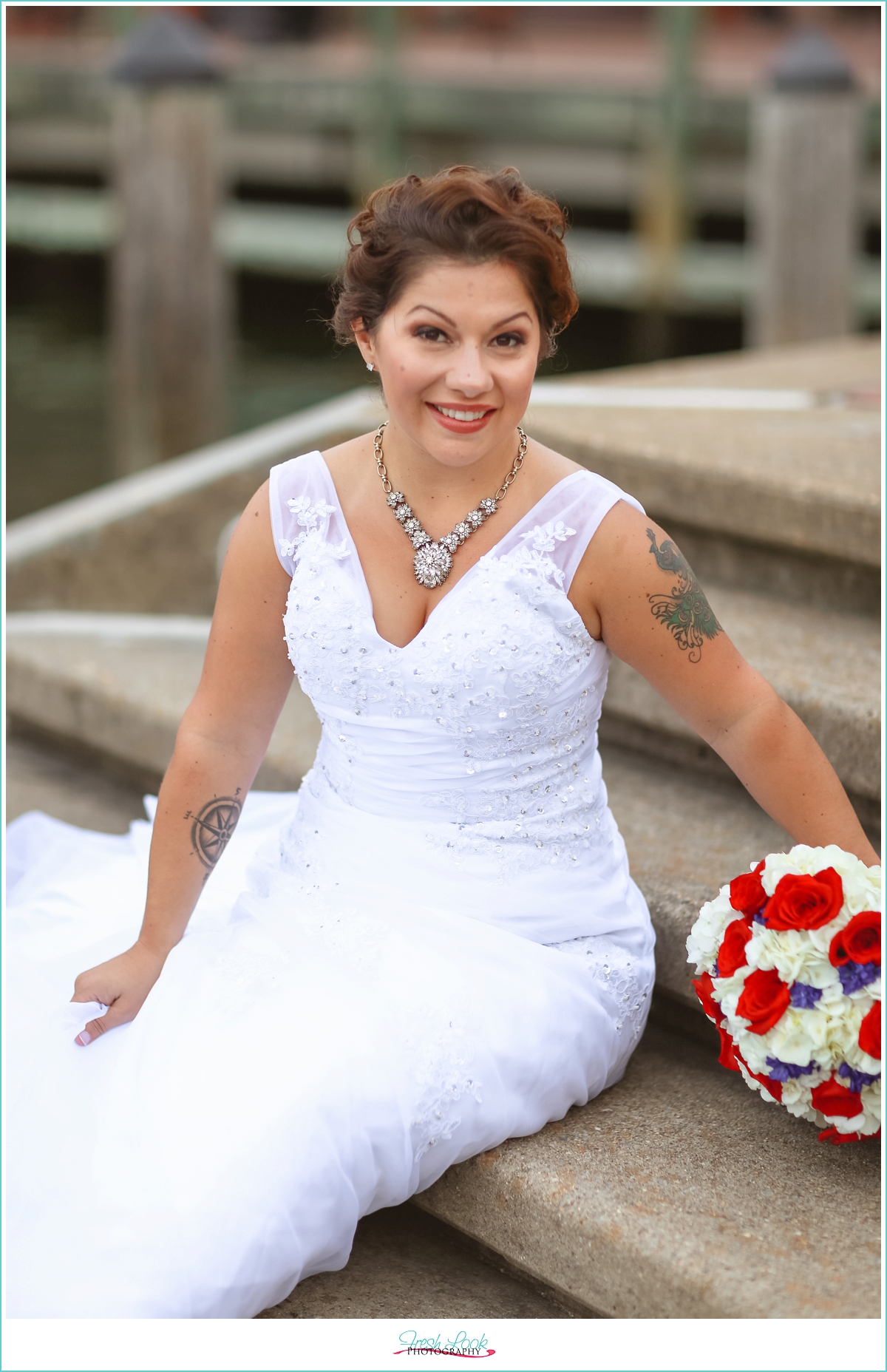 bridal session on the dock