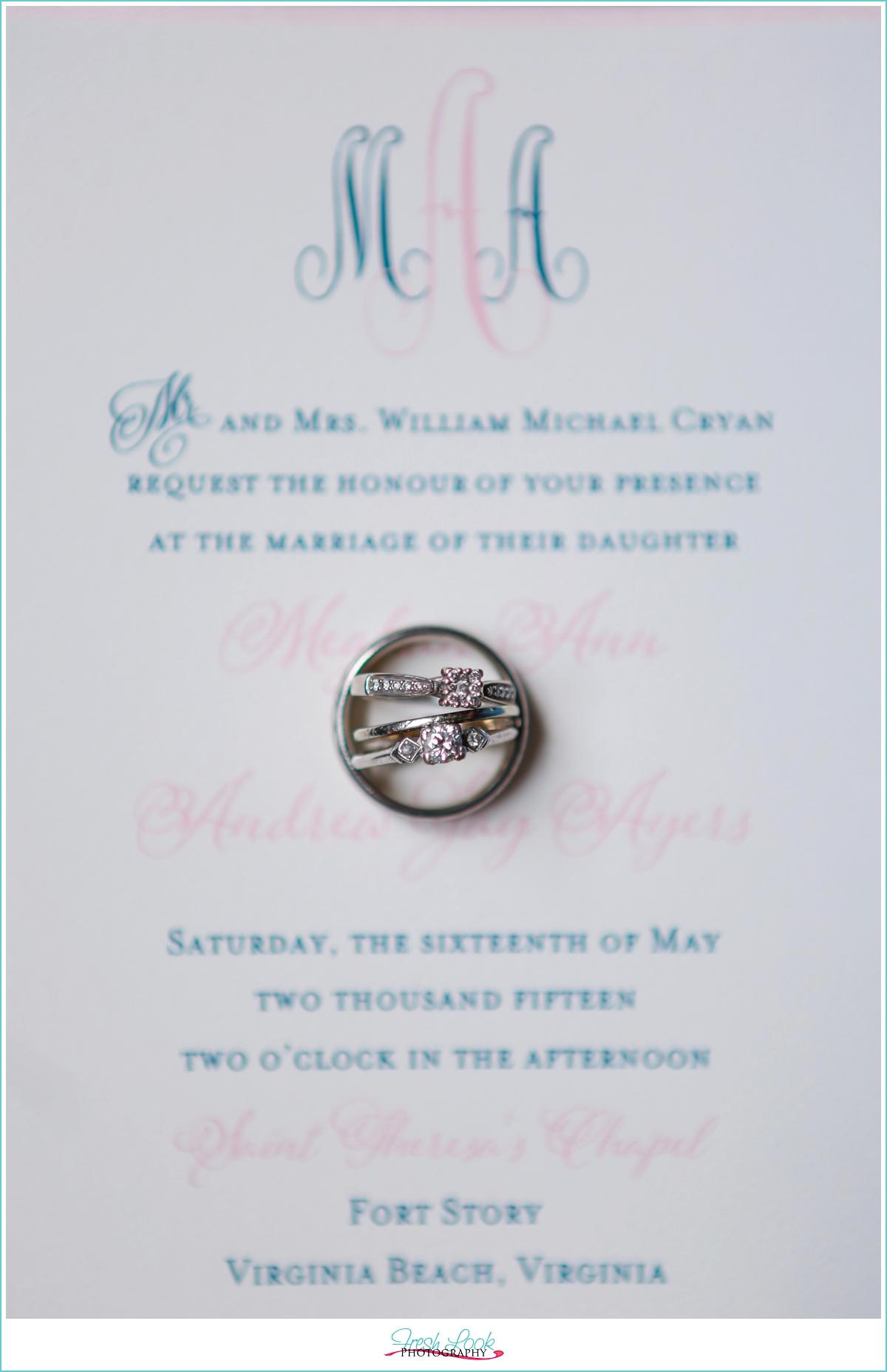 wedding rings on invitation