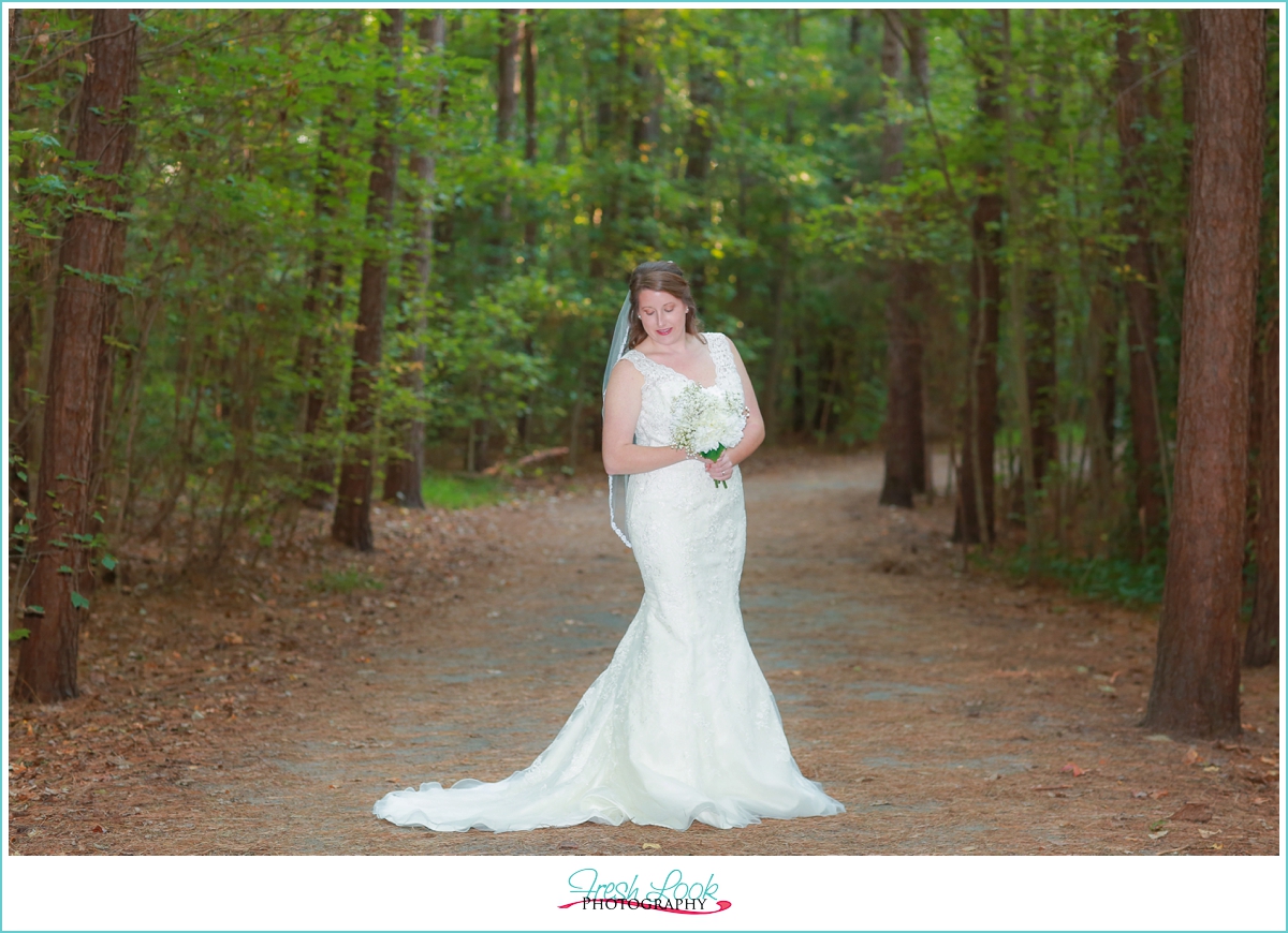 bridal session in the forrest