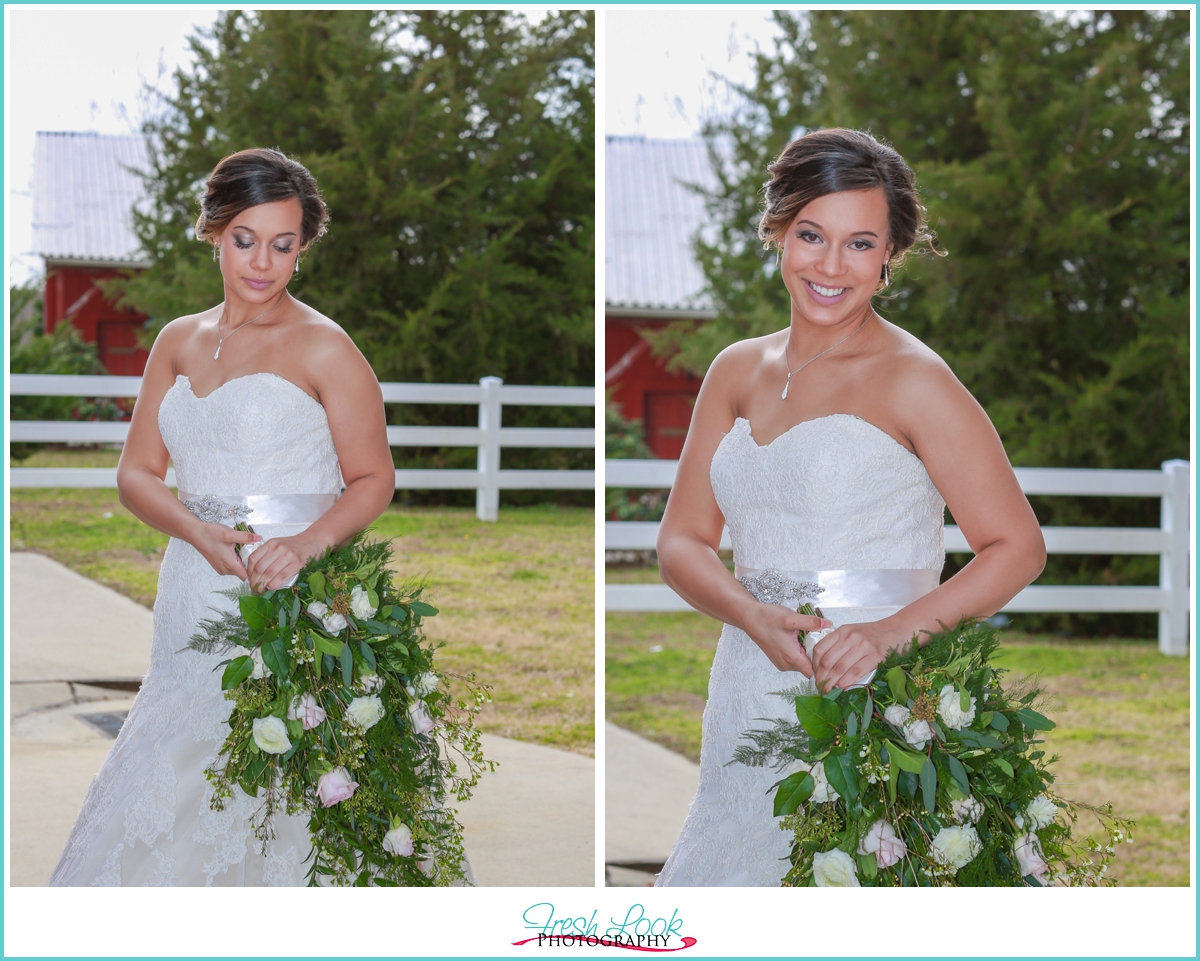 country bride outside