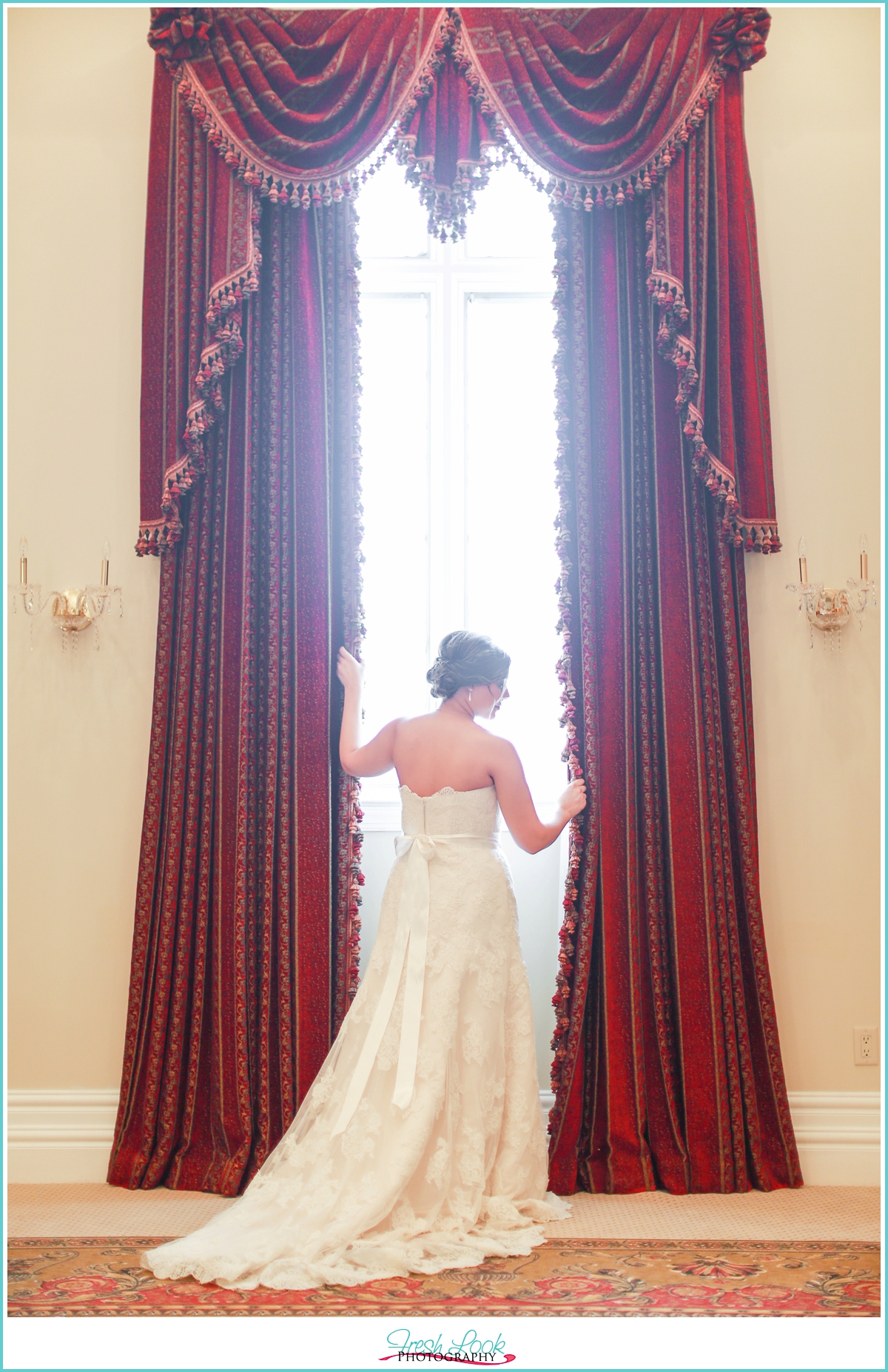 bride against window