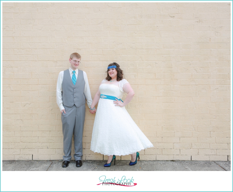 teal and gray wedding