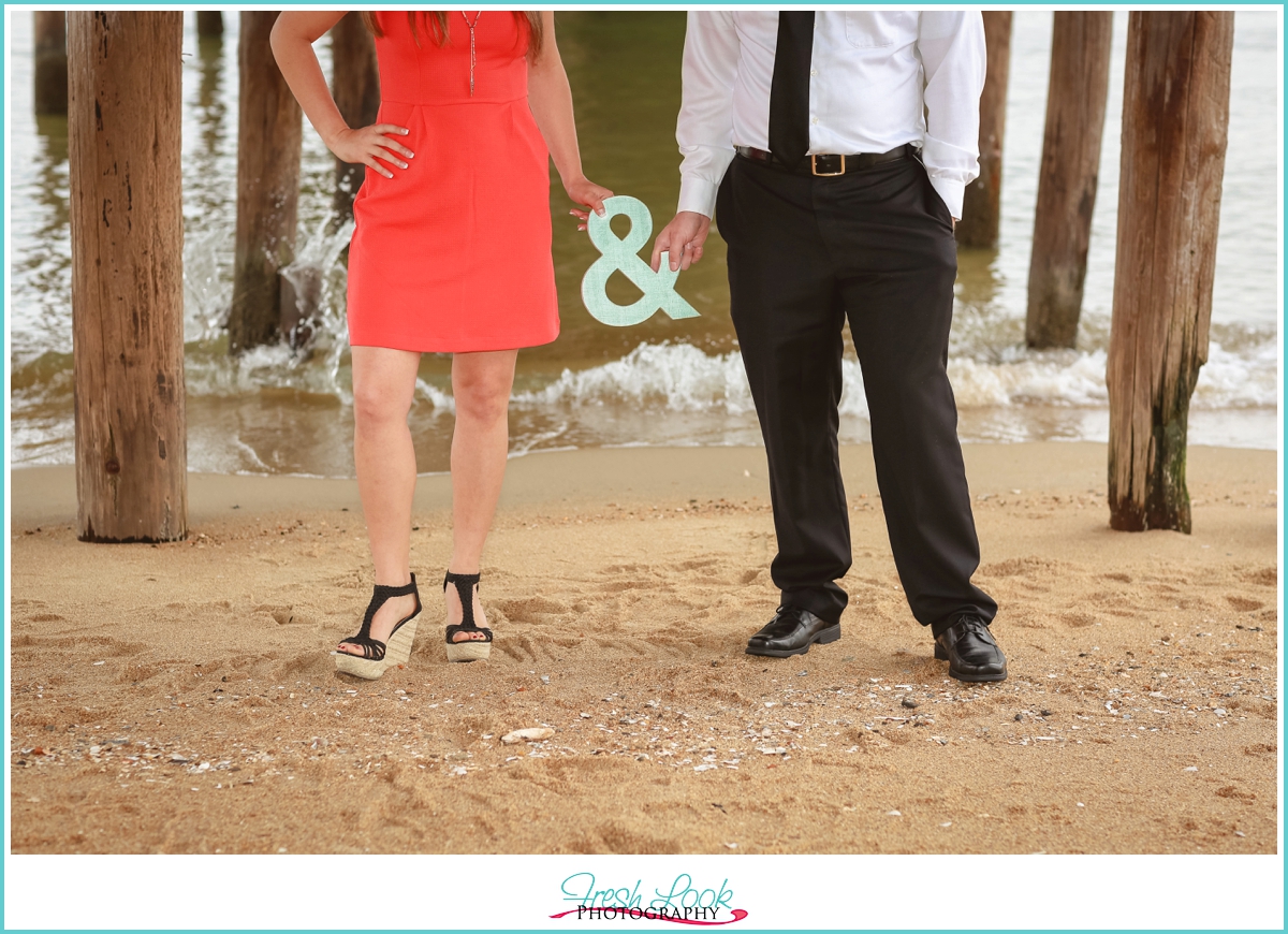 coral dress engagement shoot