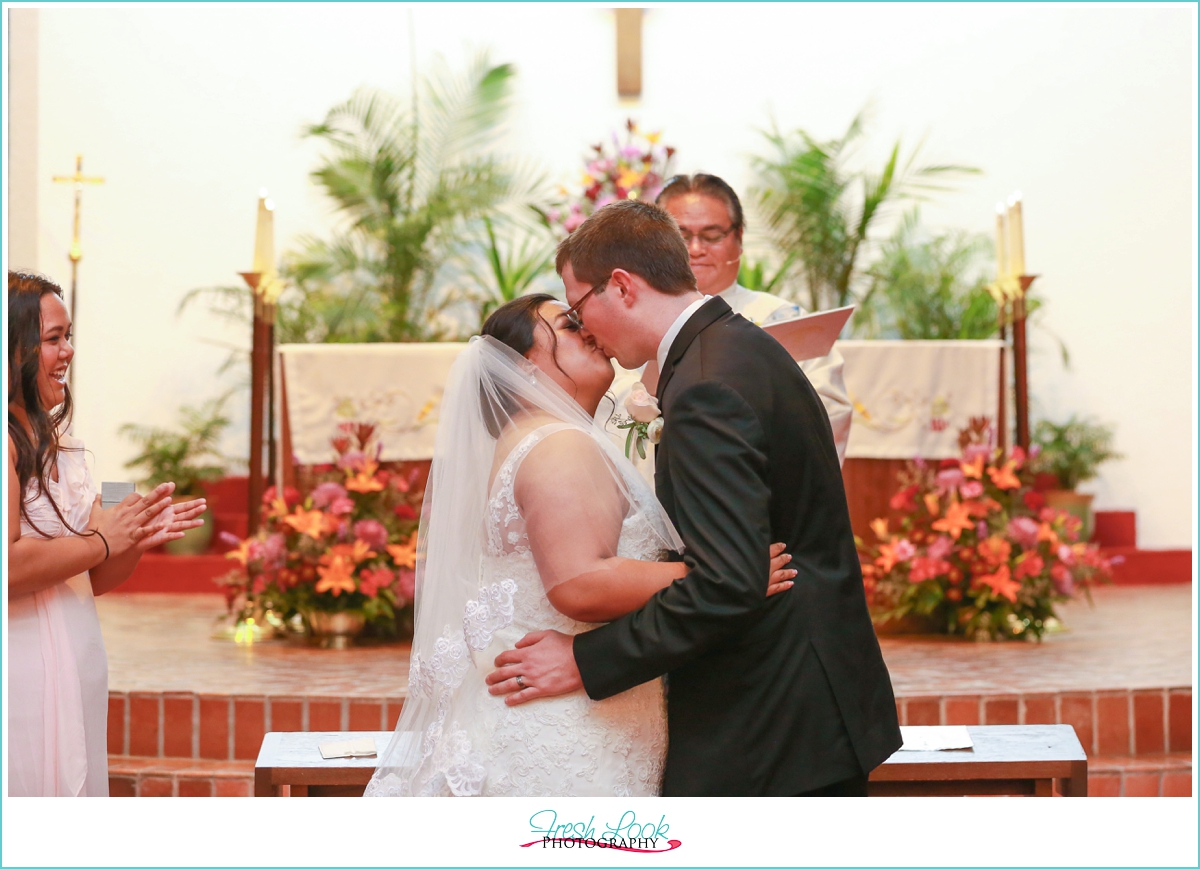 church wedding kiss