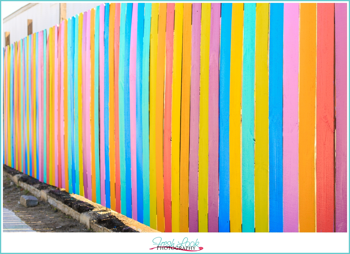 colorful fence in Neon Arts District