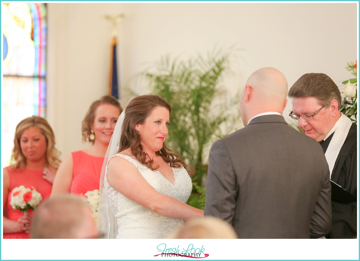 emotional bride at the wedding