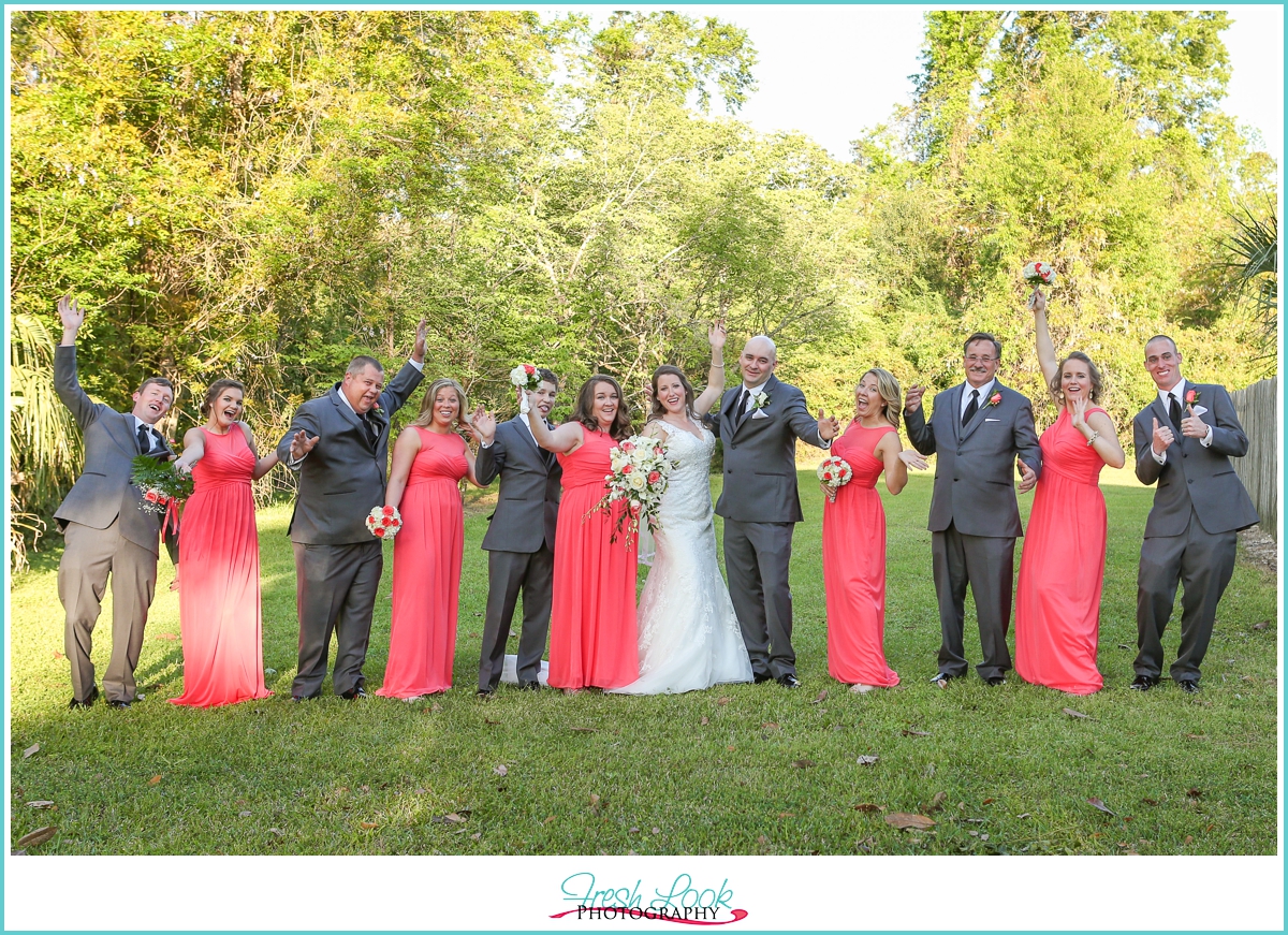 bridal party goofing off