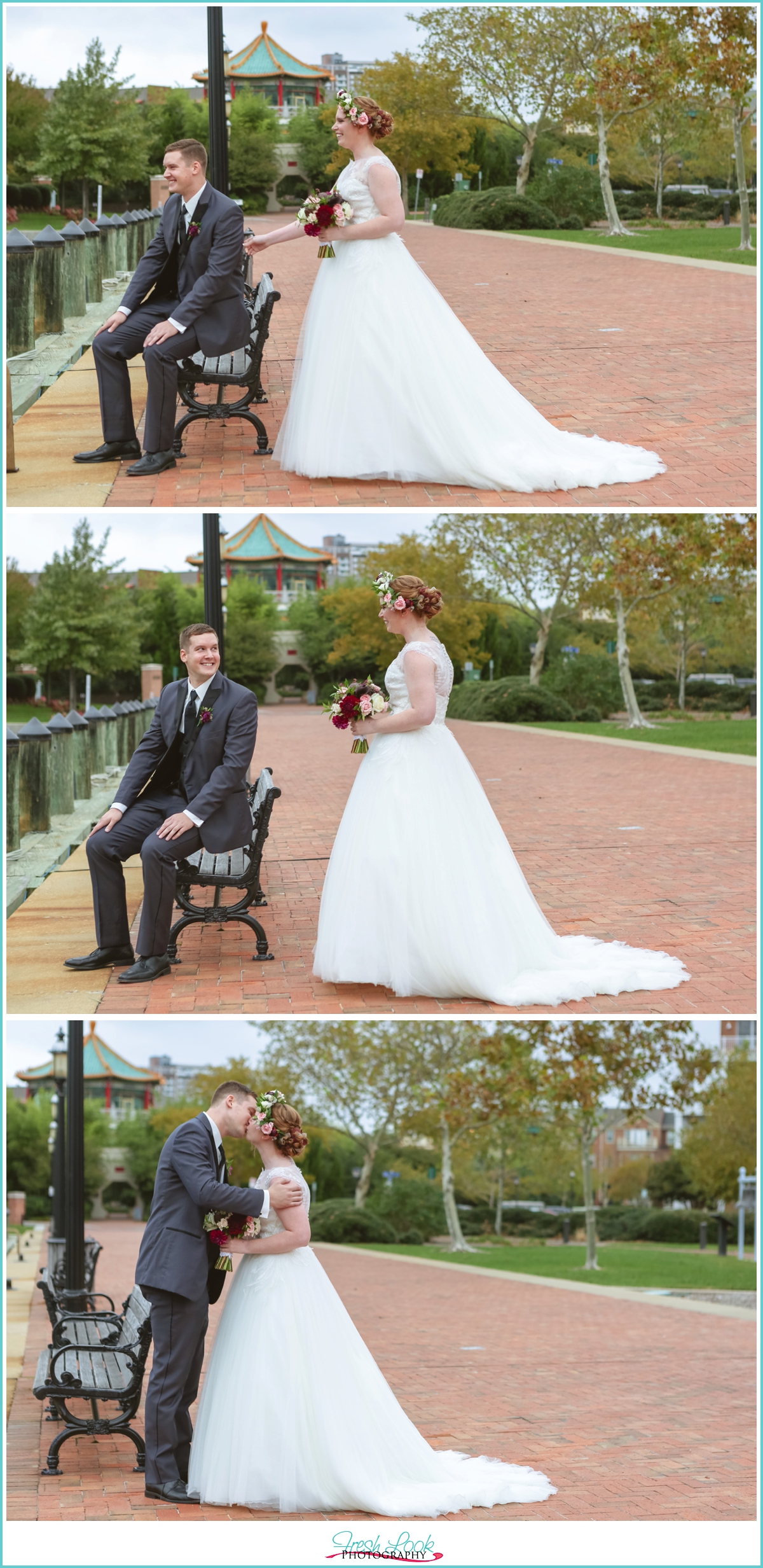 bride and groom first look