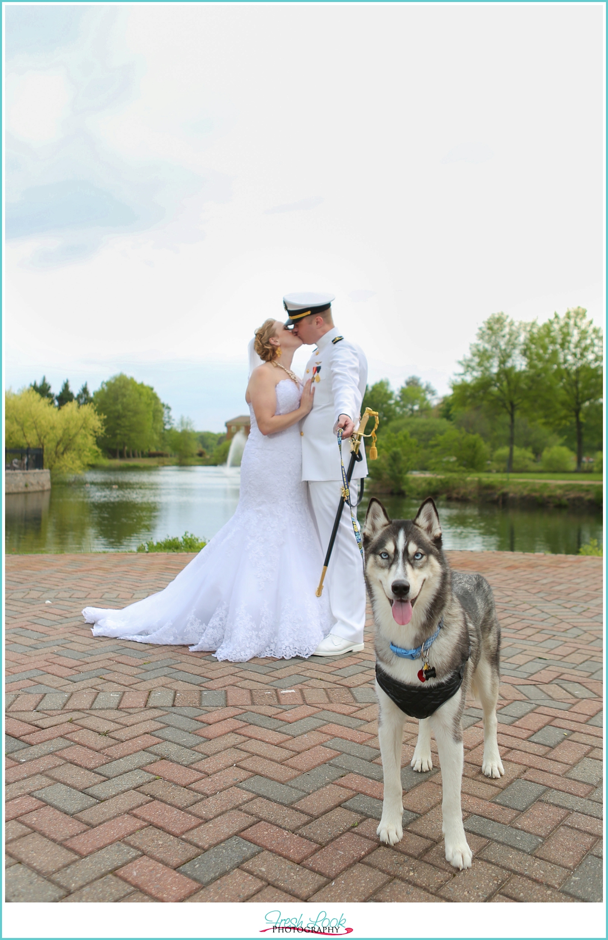 wedding day photo with the dog