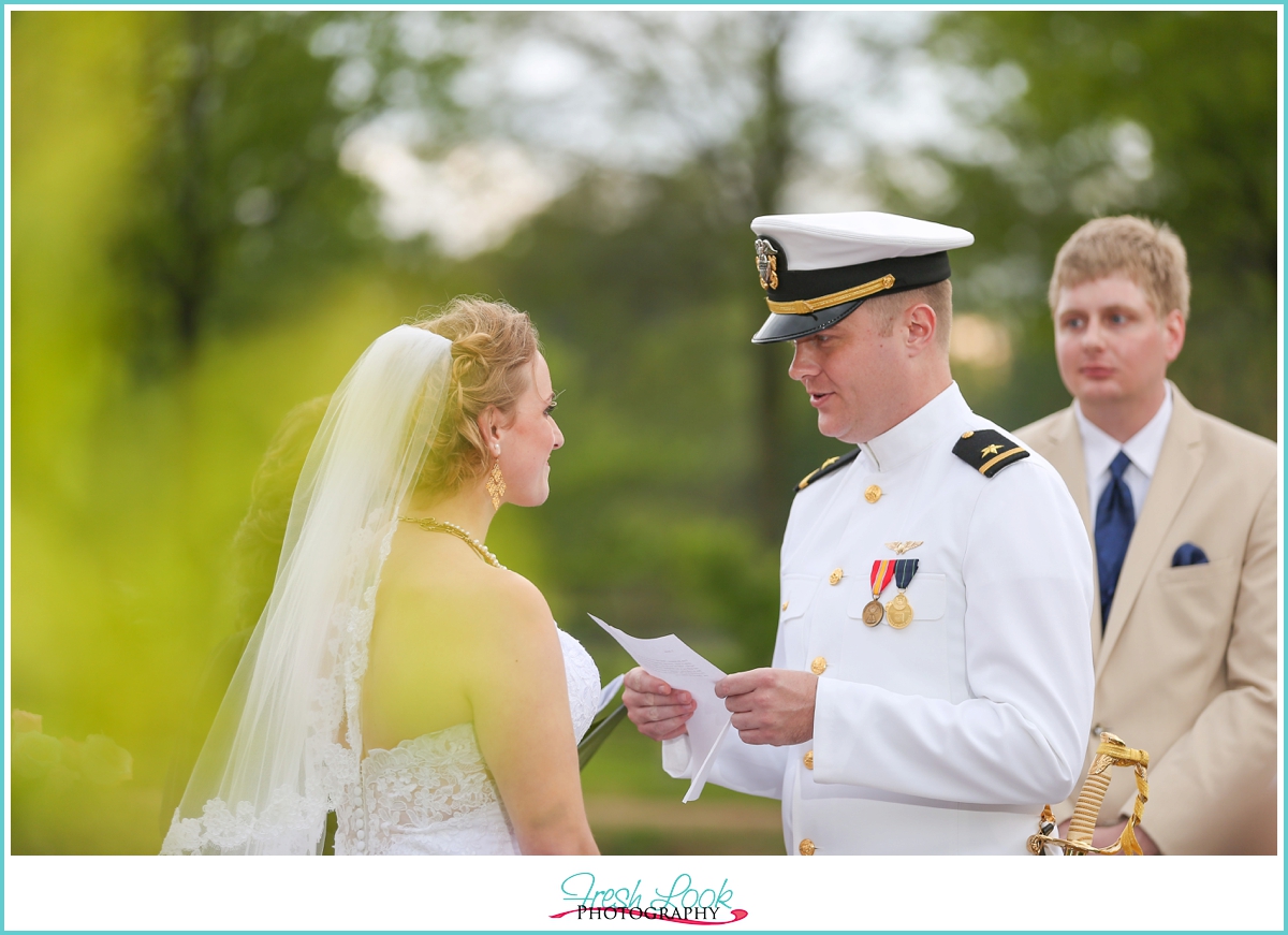 groom reading his vows