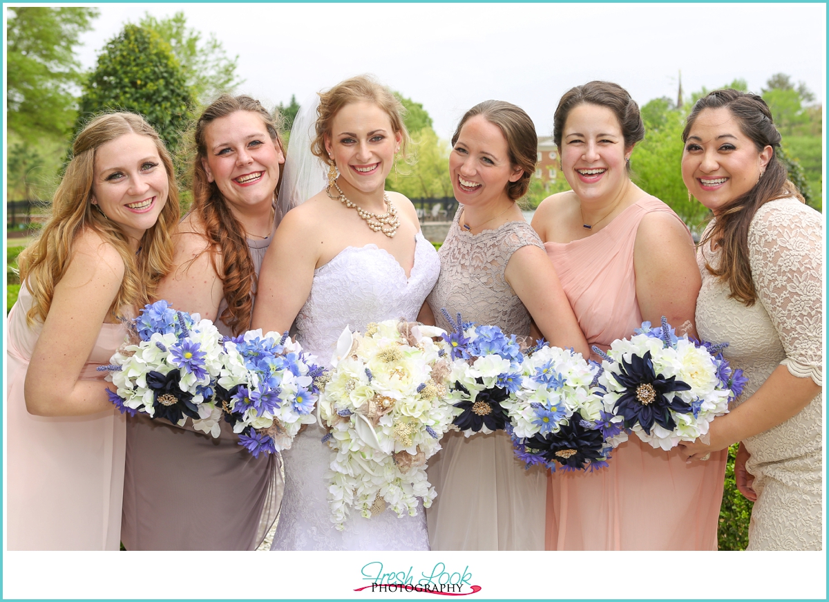 laughing bridesmaids