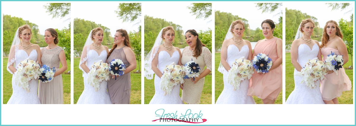 bridesmaids making faces