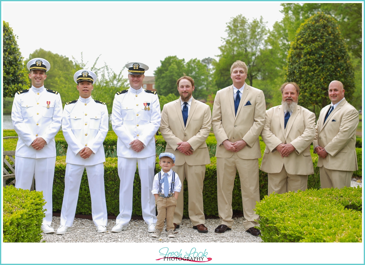 groomsmen and groom