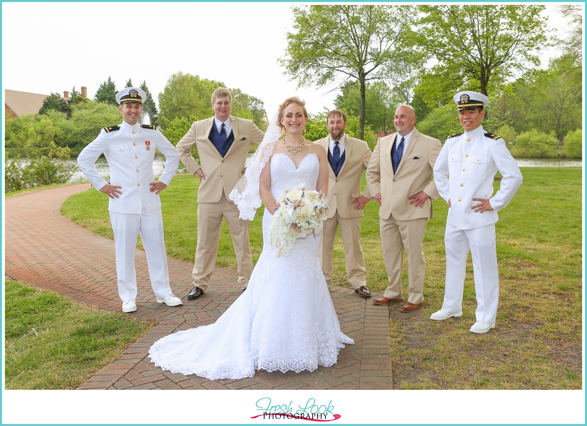 groomsmen with bride