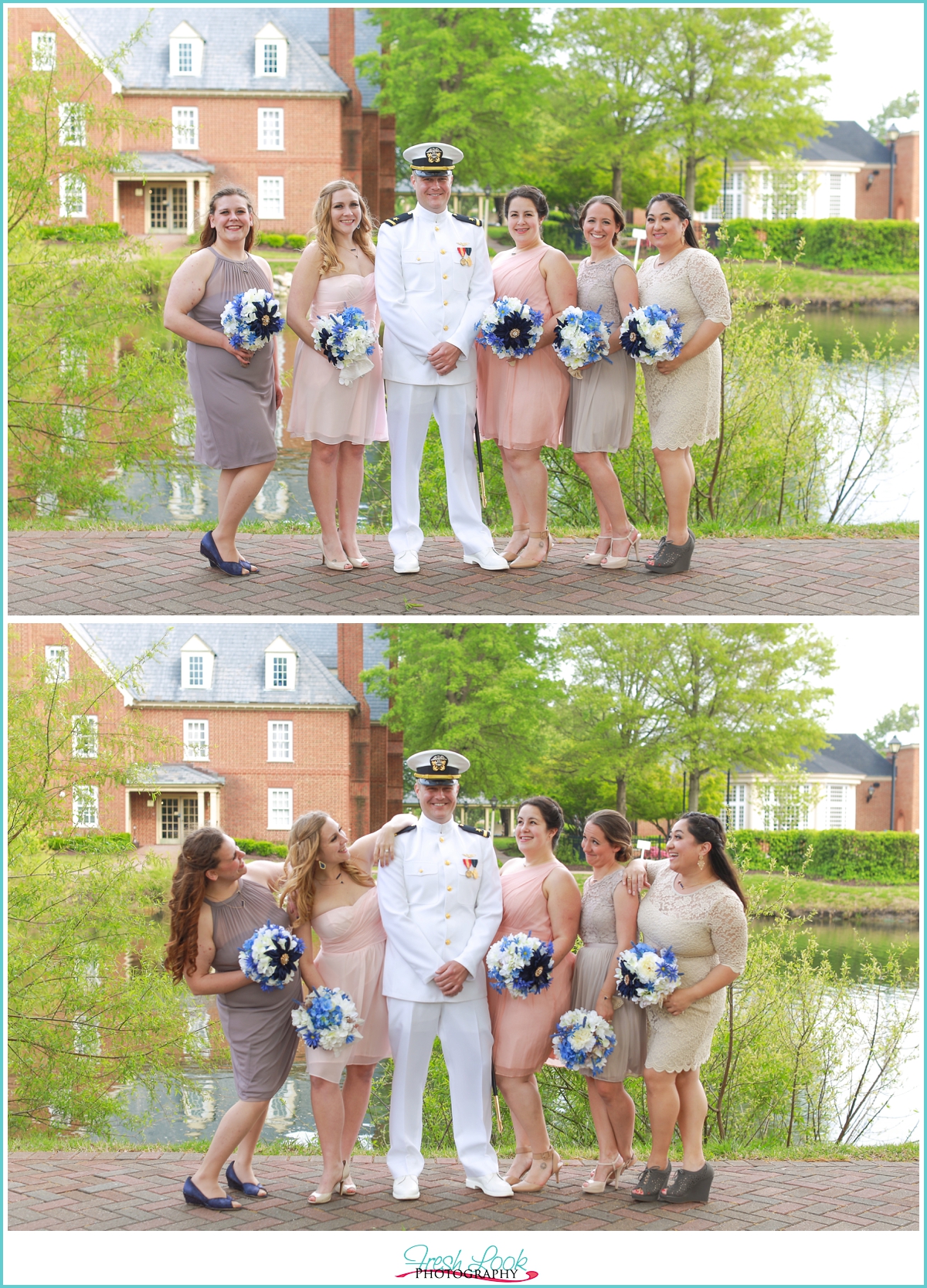 groom with bridesmaids