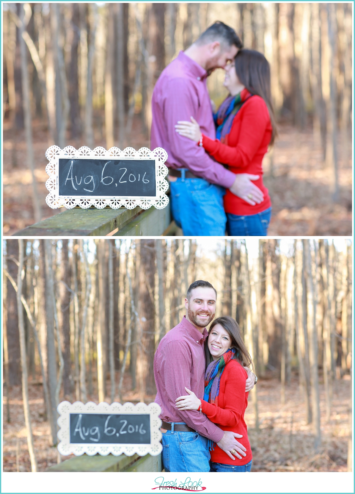 cozy woods engagement shoot