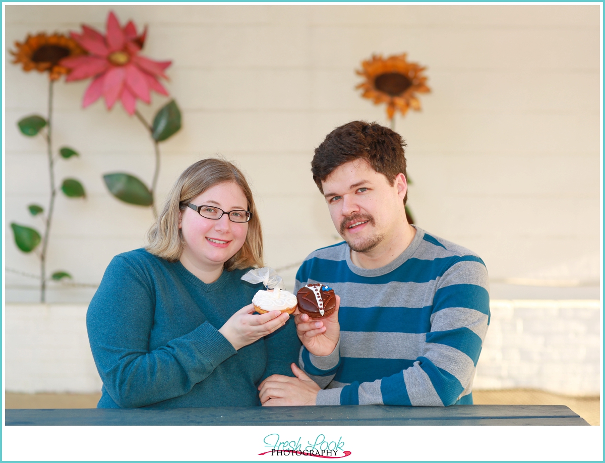 engaged at the donut shop