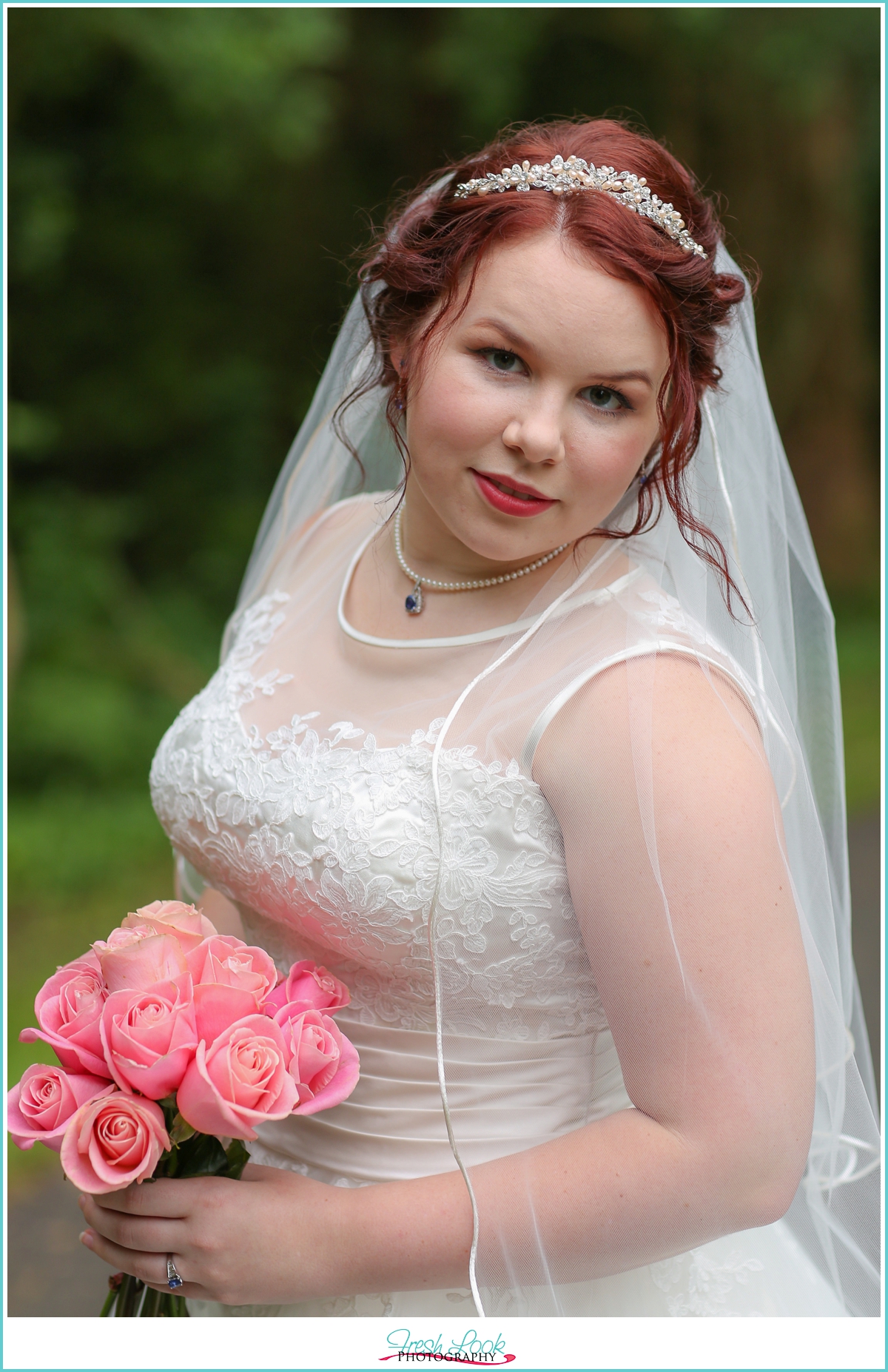 elegant bride in woods