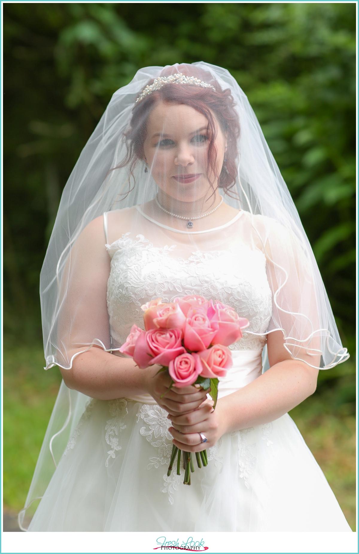 veil and wedding dress