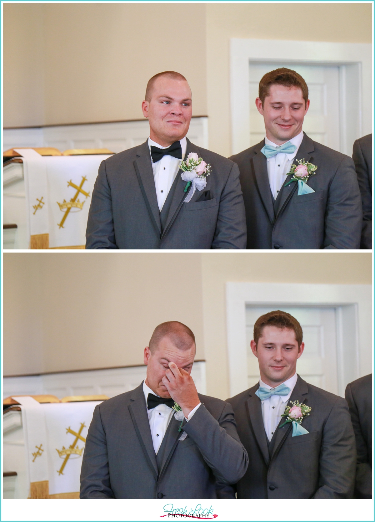 groom crying at wedding