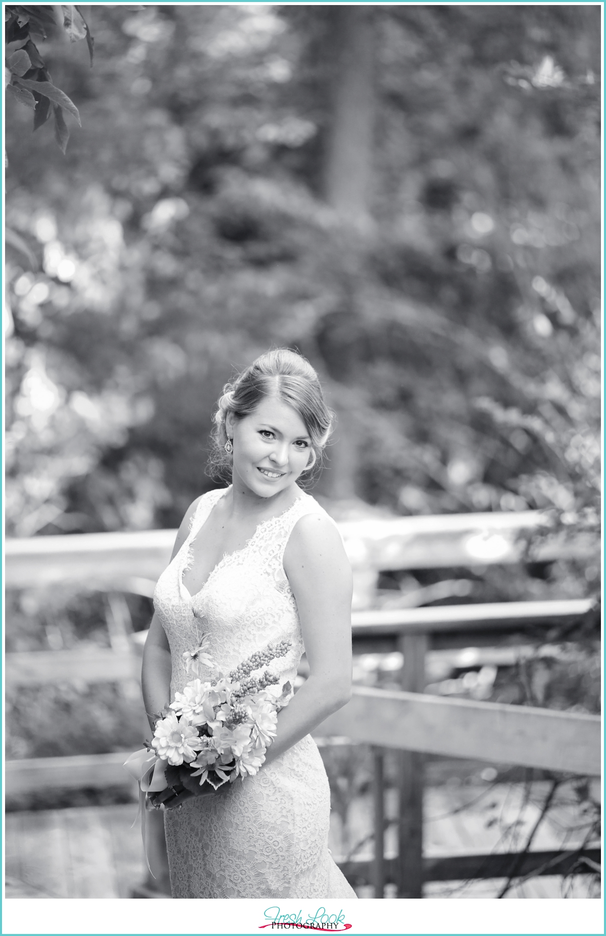 black and white bridal portrait